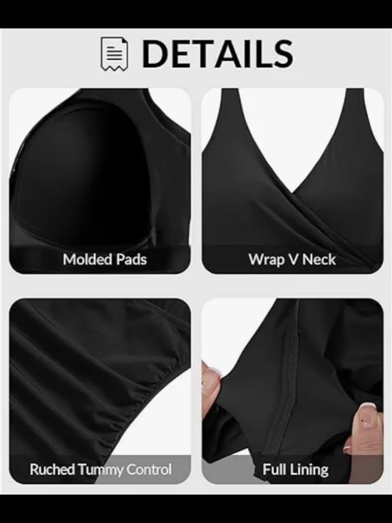 Yonique Wrap-Style One Piece Swimsuit with Tummy Control & Built In Bra - Picture 8 of 15